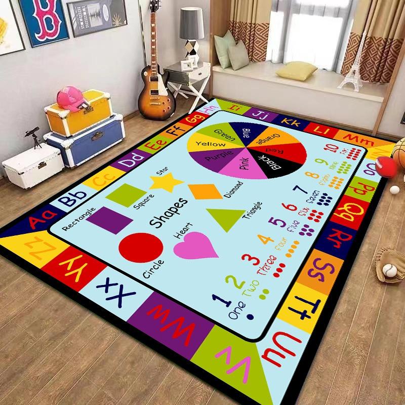 Cute Cartoon Educational Pattern Carpet Non Slip Soft Rug For Kids Room Playroom Living Room Bedroom Home Decor Children Use