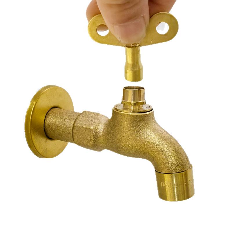 Full Copper Strip Lock Faucet Outdoor Courtyard Anti Freezing and Universal for Tap Water Washing Machine with Key
