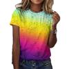Women Clothing Harajuku Leisure Loose Breathable Short Sleeve Summer Personality Gradient Water Drops 3d Print