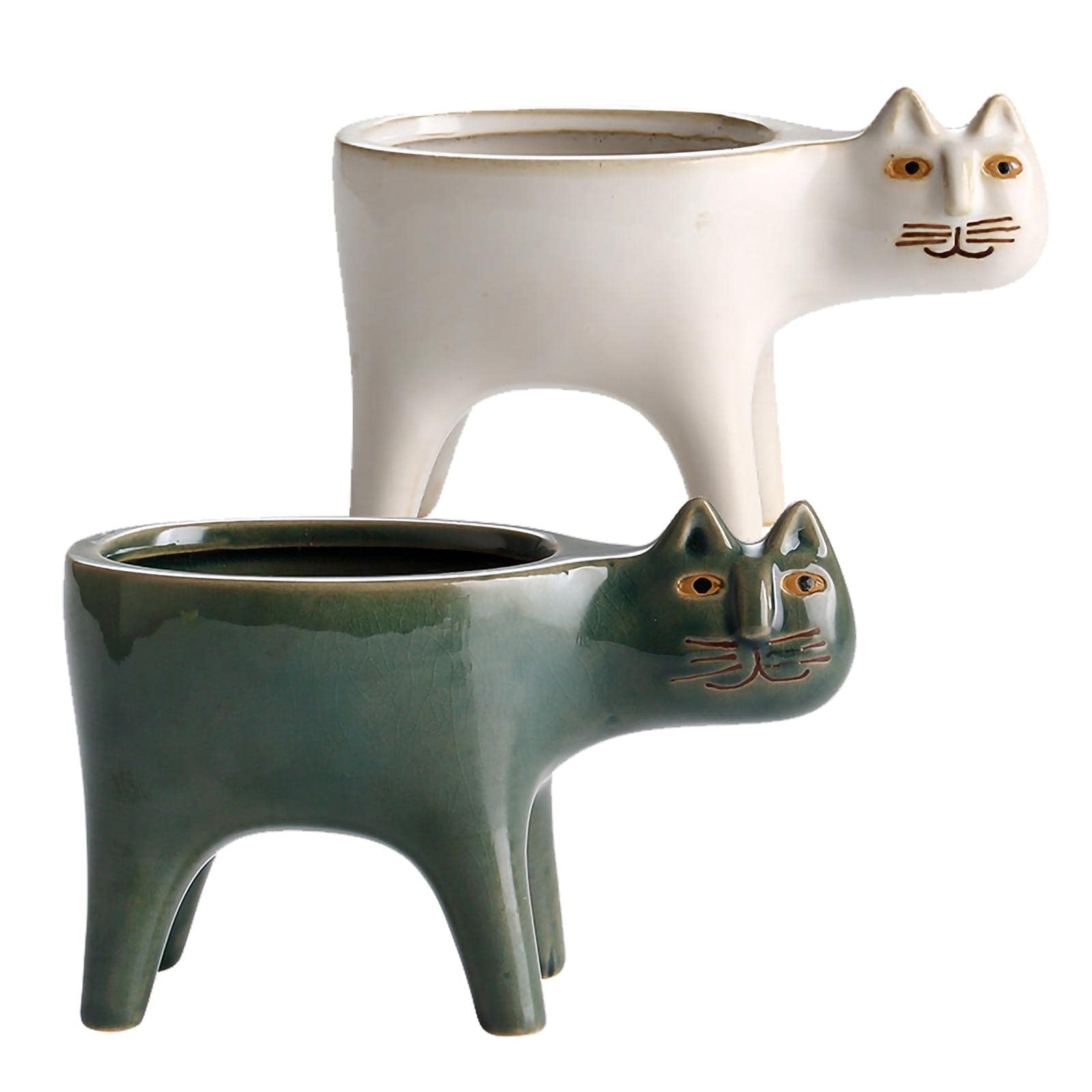 

sanmaao цветочный горшок для декоративных растений, сочный кот, скандинавский сюрреалистический садовый милый кот (БелыйЗеленый) белый/зелёный