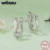 WOSTU 925 Sterling Silver Osmanthus Flower Stud Earrings For Women Handmade Jewelry Gift Full Zircon Huggies Earrings Best Gift