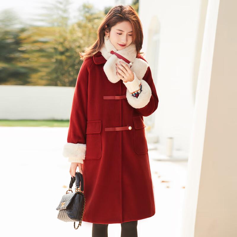 

VICTORIA&VERA Женское теплое пальто средней длины из смесовой шерсти с шарфом M