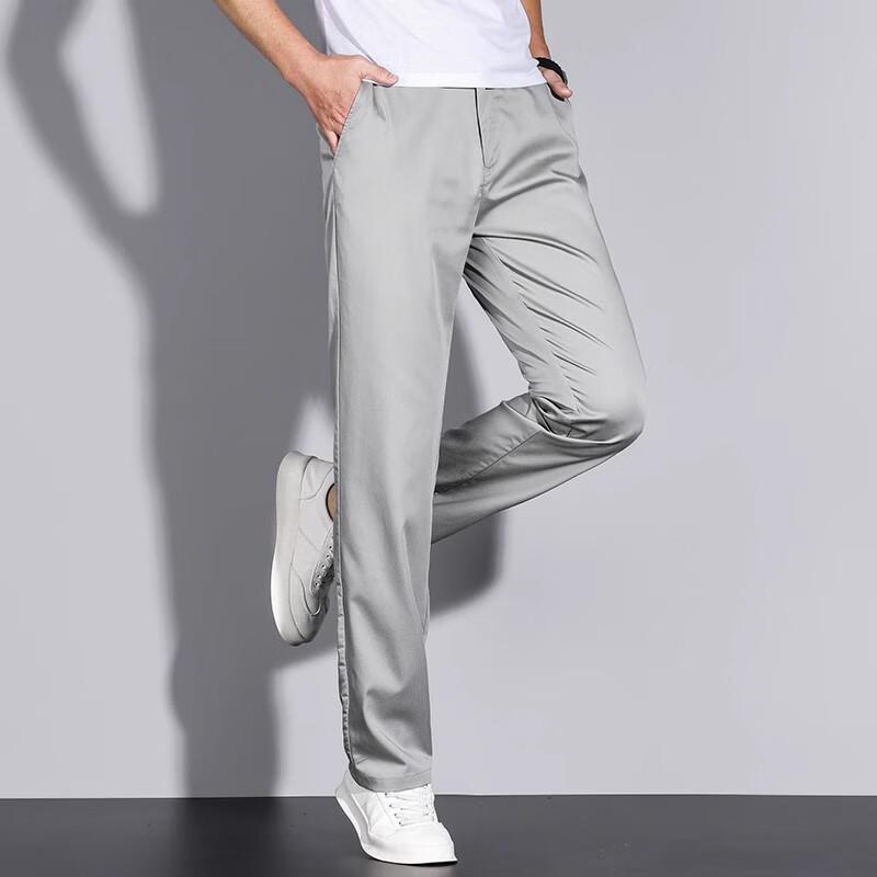 ROMON Tencel Casual Pants for Men, 2025 Summer New Lightweight Business Thin Dress Pants, Straight Loose Men's Ice Silk Trousers