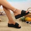 Women's Fashion Plus Size Platform Slide Sandals with Rhinestone Butterfly Decoration Thick Sole Comfortable Casual Footwear
