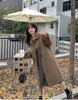 Fashion Design Cow Horn Buckle Tweed Jacket Female Autumn and Winter Tweed Coat Small Son In The Long Section