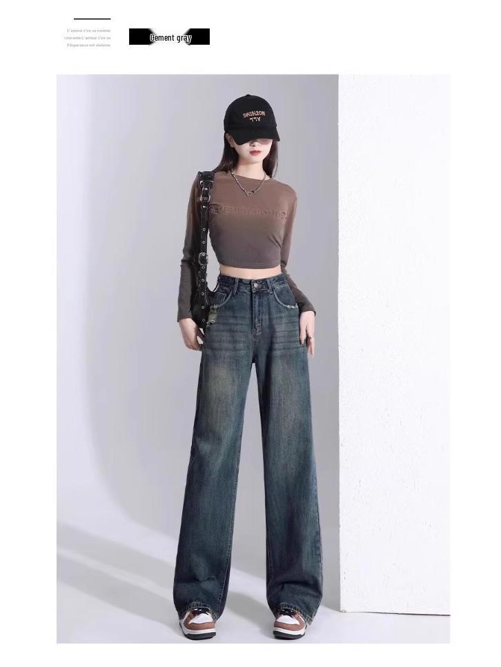 2025 Women's Light Wash Ripped Jeans: High Waist, Loose, Straight Leg, Floor-Length, Thin Summer Casual Pants