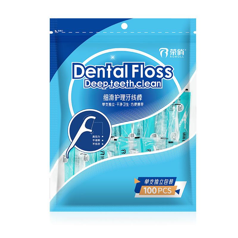 Floss Picks, Toothpicks, Individual Sets, Portable, High-elasticity Round Floss for Cleaning Between Teeth, 100 Teeth
