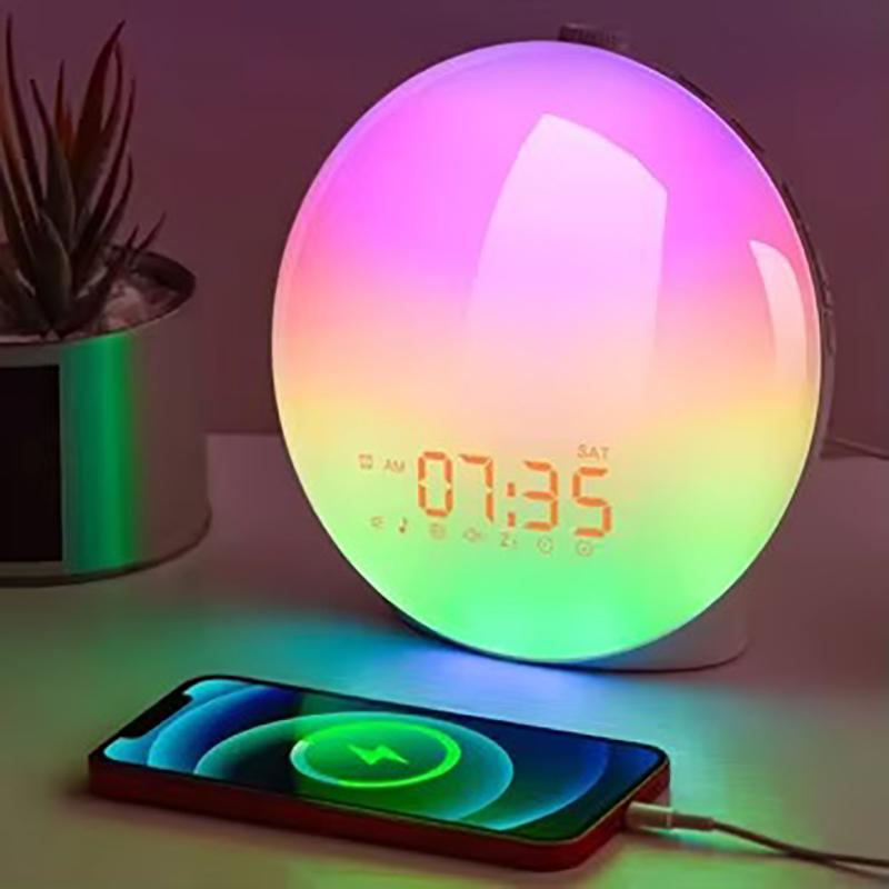 Clock 1PCS LED Electronic Alarm Clock Light Colorful Ambience Bedside Light Timer Natural Wake Home Decoration