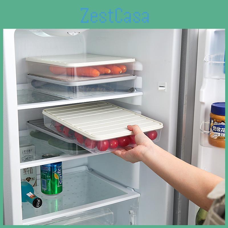 Japanese Large Square Transparent Refrigerator Storage Box Single Layer Plastic With Seal For Freshness