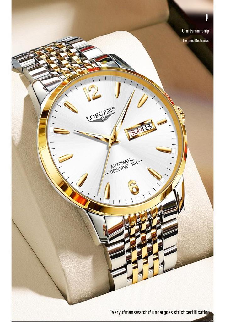 Swiss Dual Calendar Automatic Luminous Waterproof Steel Strap Men's Watch