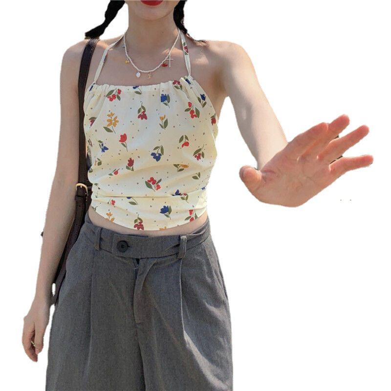 Solo Girl Summer Floral Bowknot Halter Tie-Up Dress