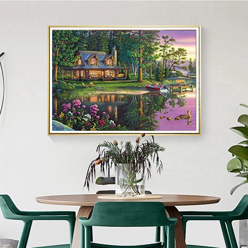 DIY 5D Diamond Painting Landscape Diamond Art Embroidery Tree Cross Stitch Full RoundDrill Resin Home Decor Manual Gift