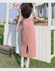 2024 Women's High Waist Pink A-Line Denim Skirt - Slim, Lightweight, Summer Style with Small Split