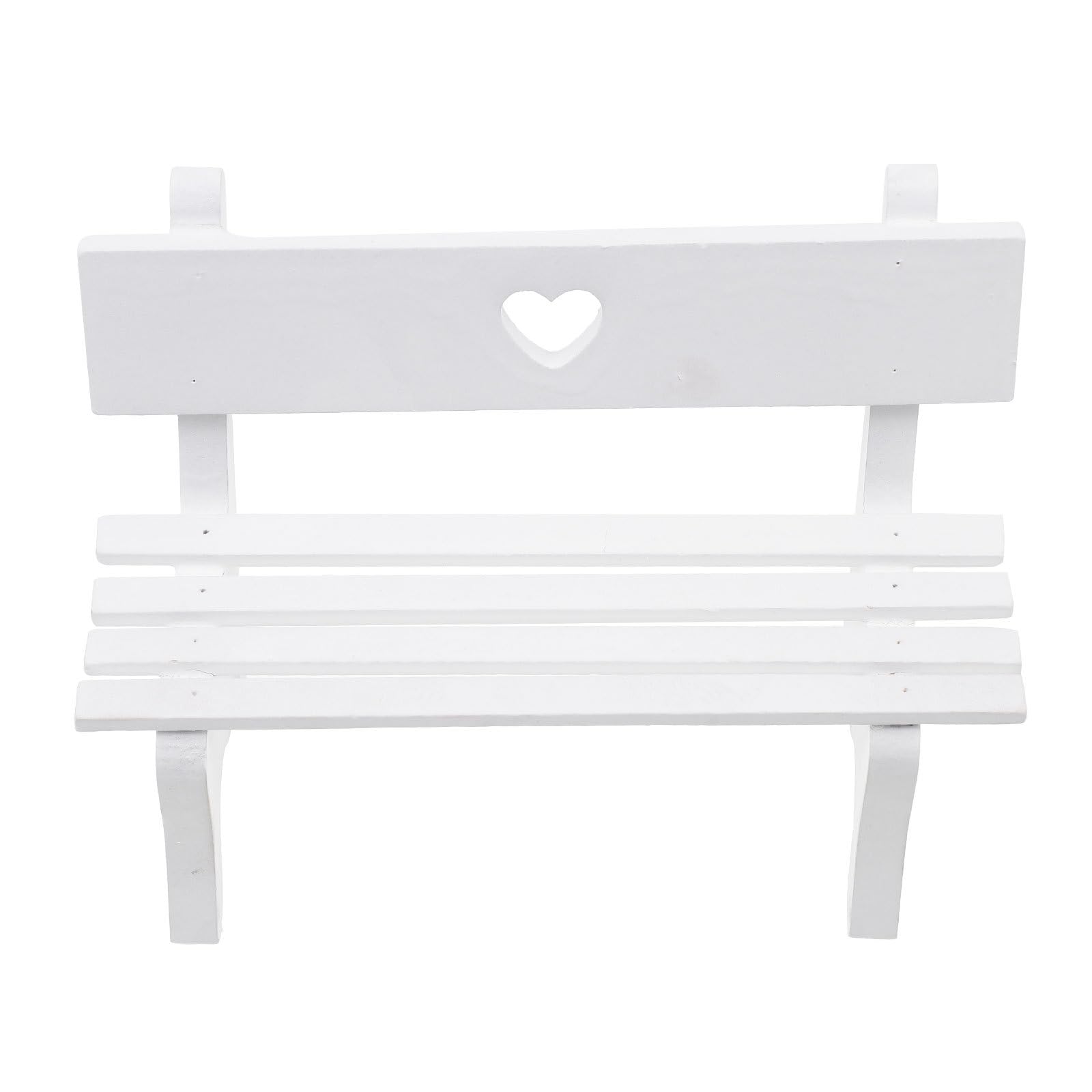 TENDYCOCO Miniature Chair, Wooden, Heart-Shaped, White, 16 Scale, Dollhouse Furniture, Chair, Bench, for Dolls, Photo Props, Stuffed Animal