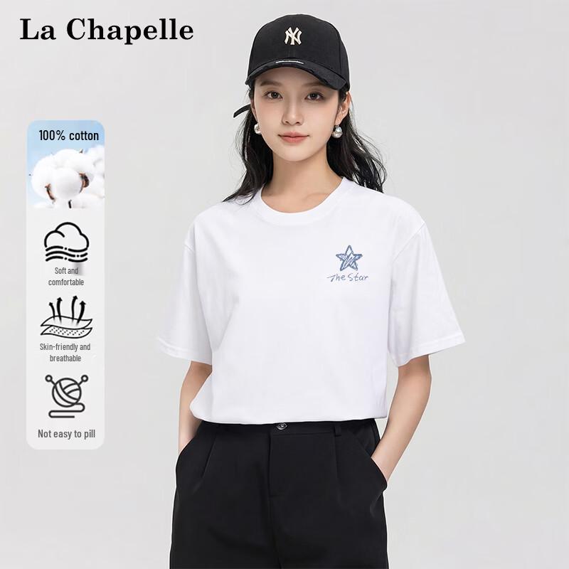 La Chapelle Women s Cotton Loose Fit Heart Print T-Shirt XL