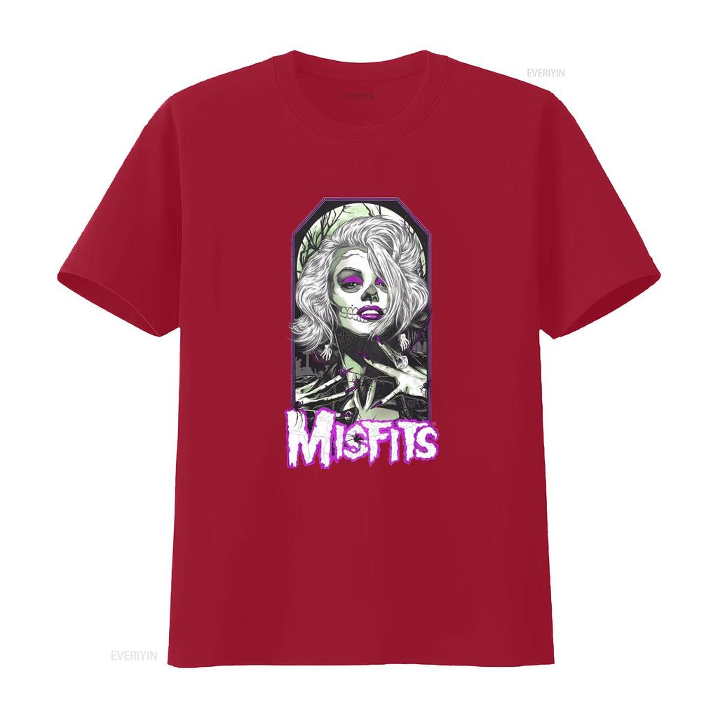 Misfits Female Sugar Skull Punk Rock Gothic T Shirt for Men vintage Washed Comfortable streetwear Unisex graphic
