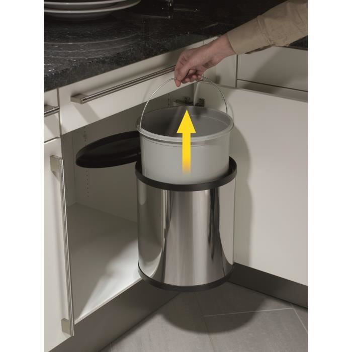 Hailo Poubelle Compact-Box Taille M 15 L Acier Inoxydable 3555-101 415439