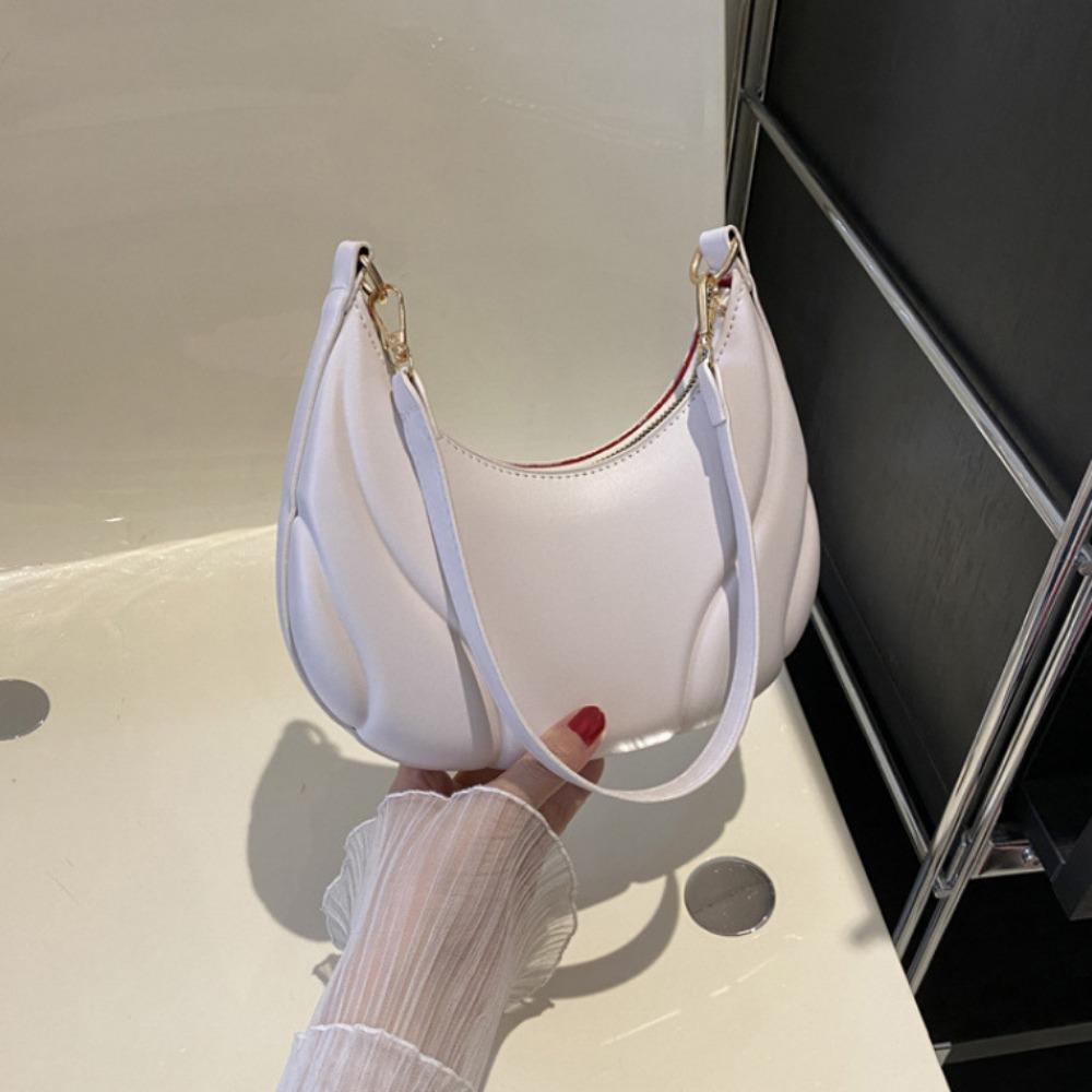 Tote Pu Leather Handbag Pu Leather Underarm Bag Simple Crescent Bag  Travel