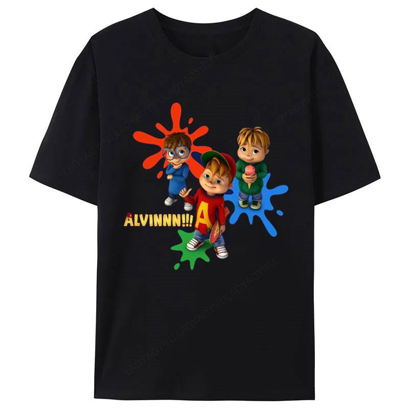 Alvin And The Chipmunks Red Shirt Unisex Sp Movie Promo Nerd Geek Animation Adult Tshirt Graphic T Shirts Cotton Tee Tops