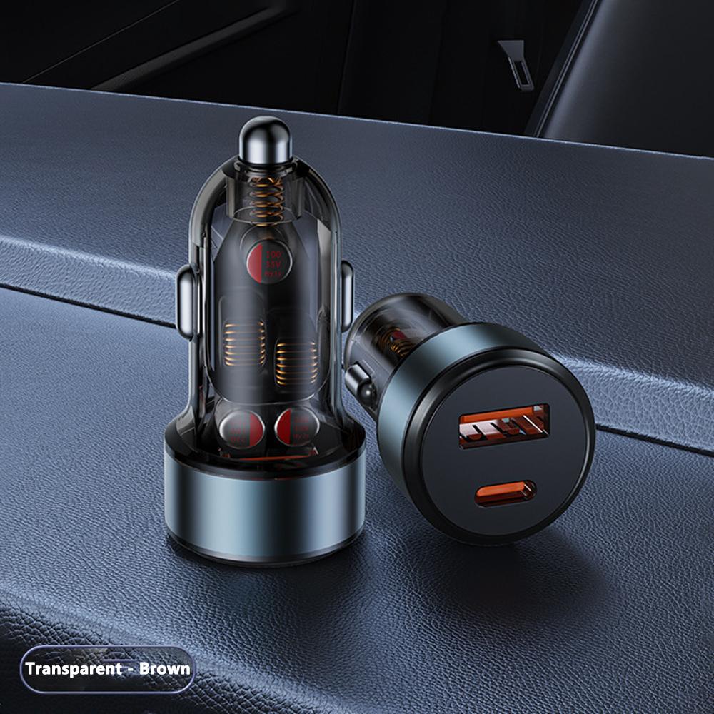 100W Mini Pull Ring Car Charger PD30W QC3.0 Fast Charging USB Type C Car Phone Charger Adapter for Xiaomi Samsung Huawei