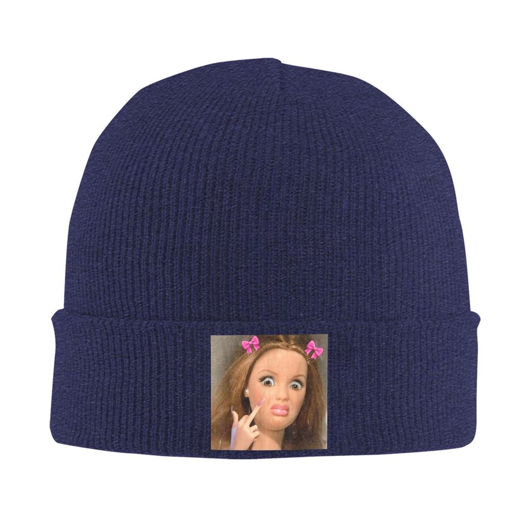 Disgusted Doll Meme Face Knitting Hat Beanie Hats Gym Warm Soft Unisex Adult Bonnet Hats Autumn Design Casual Caps Gift