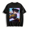 Anime Style Kung Fu Girl Print Long Sleeve Top Trendy Loose Casual Sweatshirt for Spring Autumn Pure Cotton T-shirt