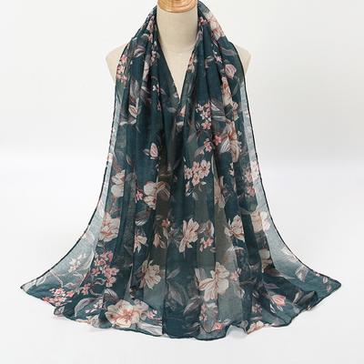 Women Girls Solid Scarves New Voile Floral Print Scarf Soft Sunscreen Outdoor Breathable Thin Shawl Summer Female Wrap Shawls