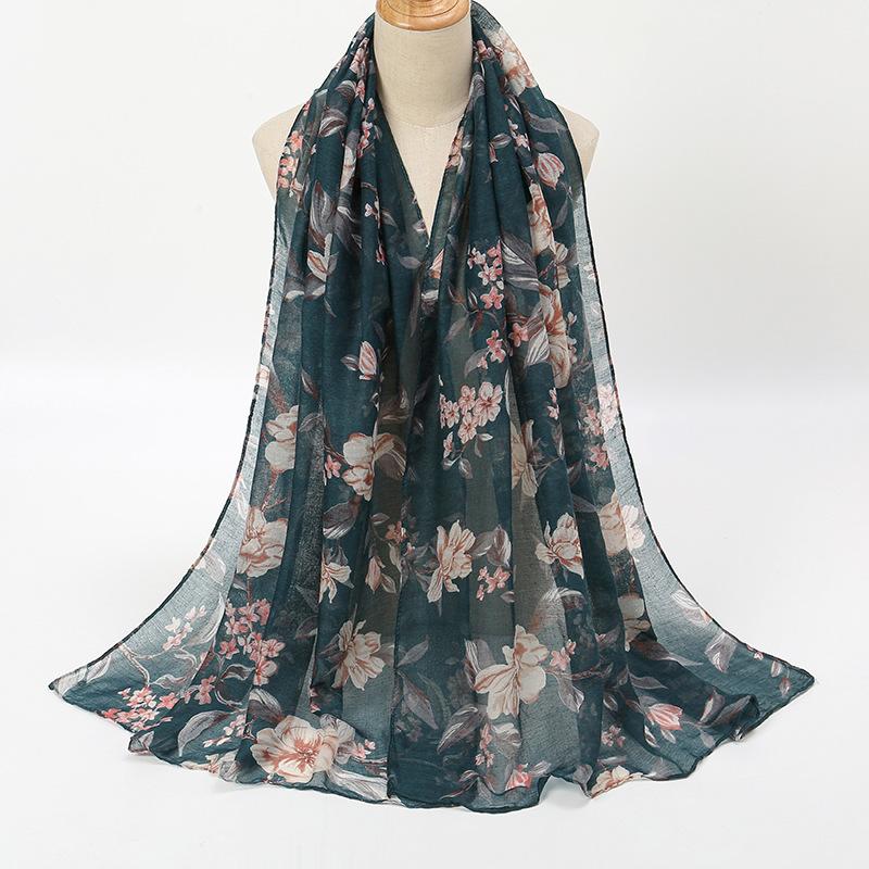 Spring Fashion Oil Painting Floral Viscose Scarf Lady Print Voile Shawls and Wraps Pashmina Foulards Muslim Hijab 180*72Cm