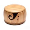 In Stock Solid Wood Round Yarn Storage Bowl with Character Carving