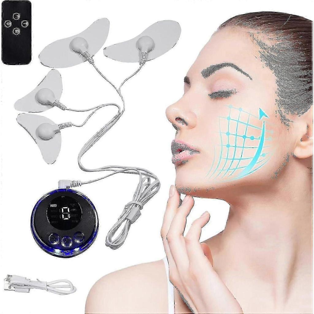 Electric Facial Massager, EMS Facial Massager, Face Massage Device, with Patch Pads EMS Stimulation Muscle Massager 8 Modes, for Facial Massage, Skinb