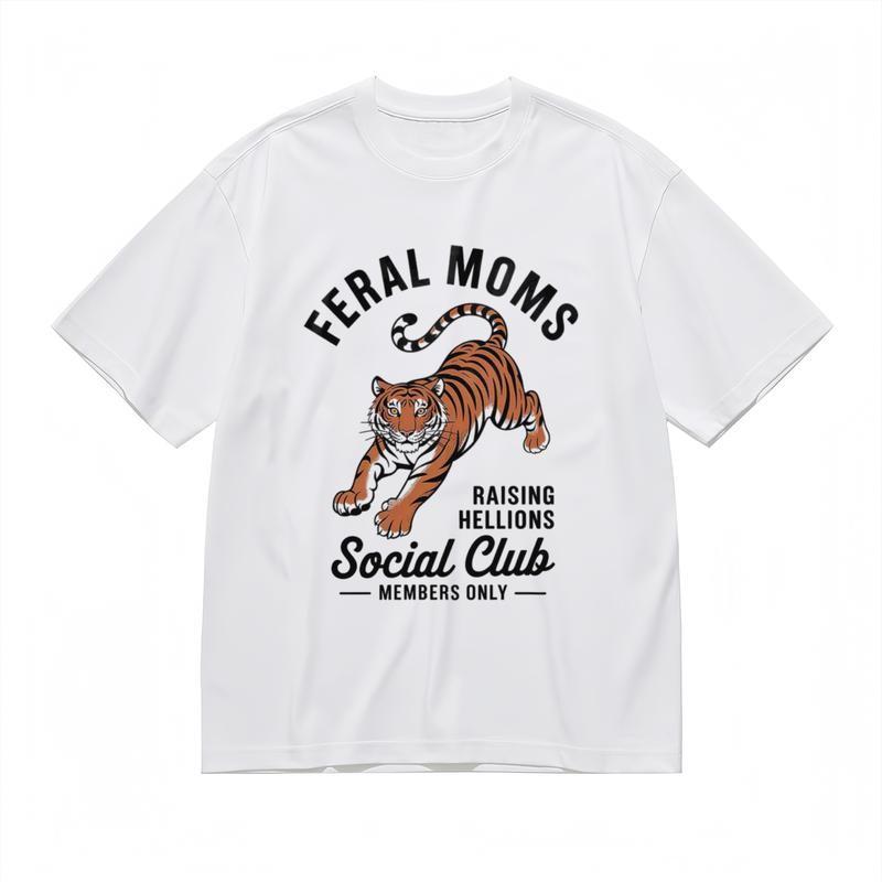 

Men s Comfy Slight Stretch Classic T-Shirt Bold Feral Feline Print Design Tee 4XL