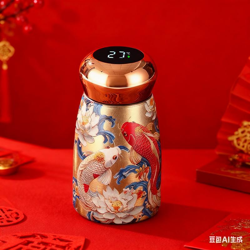 Stainless steel smart thermos cup light luxury retro water cup portable creative pocket cup men's and women's high value mini cup