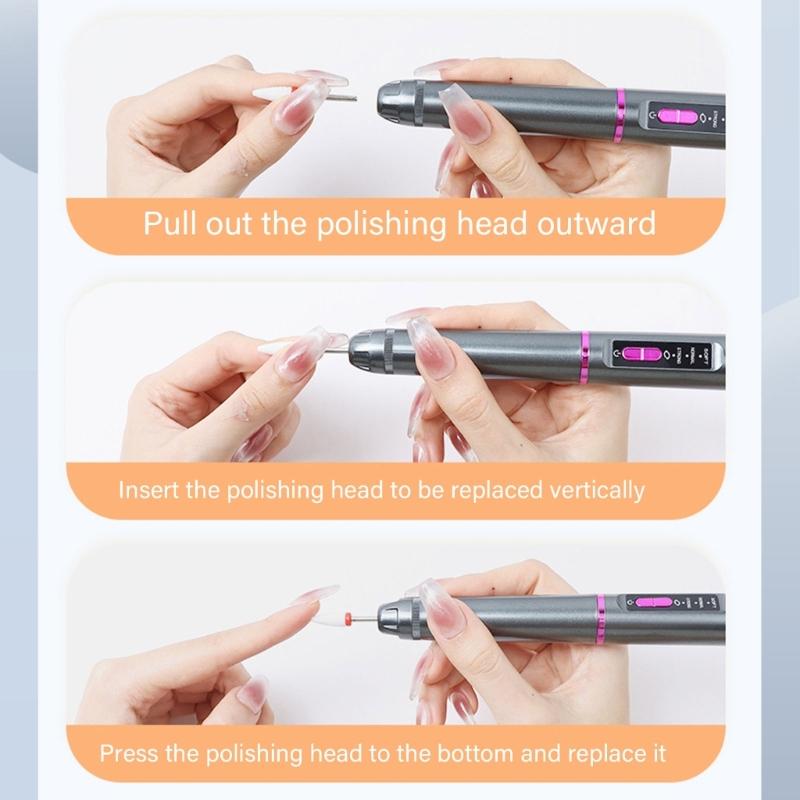 Portable Electric Nail File Set For Acrylic And Gel Nails Manicure Pedicure Kit With Drill Bits USB Rechargeable Device