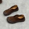 Johnature Vintage Handmade Genuine Leather Loafers Round Toe Thick Soled Cowhide Women's Slip-on Shoes