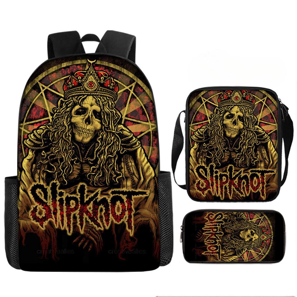 Set Zaino a 3 Pezzi Borsa a Tracolla Astuccio Slipknot Tessuto Oxford Per Materiale Scolastico