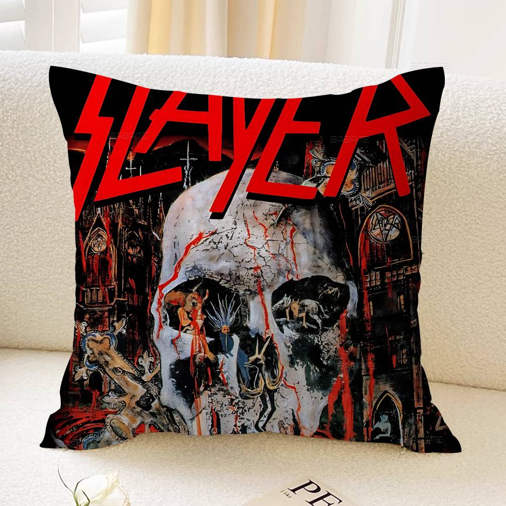 S-Slayer H-Heavy M-Metal Band 45*45cm Cushion Cover Pillow Cover Decor Pillowcase Home Pillowcase For Couch Pillow