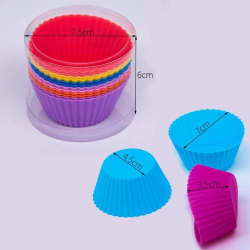 12 Återanvändbara Bakformar i Silikon, Muffinsformar, Blandade Färger