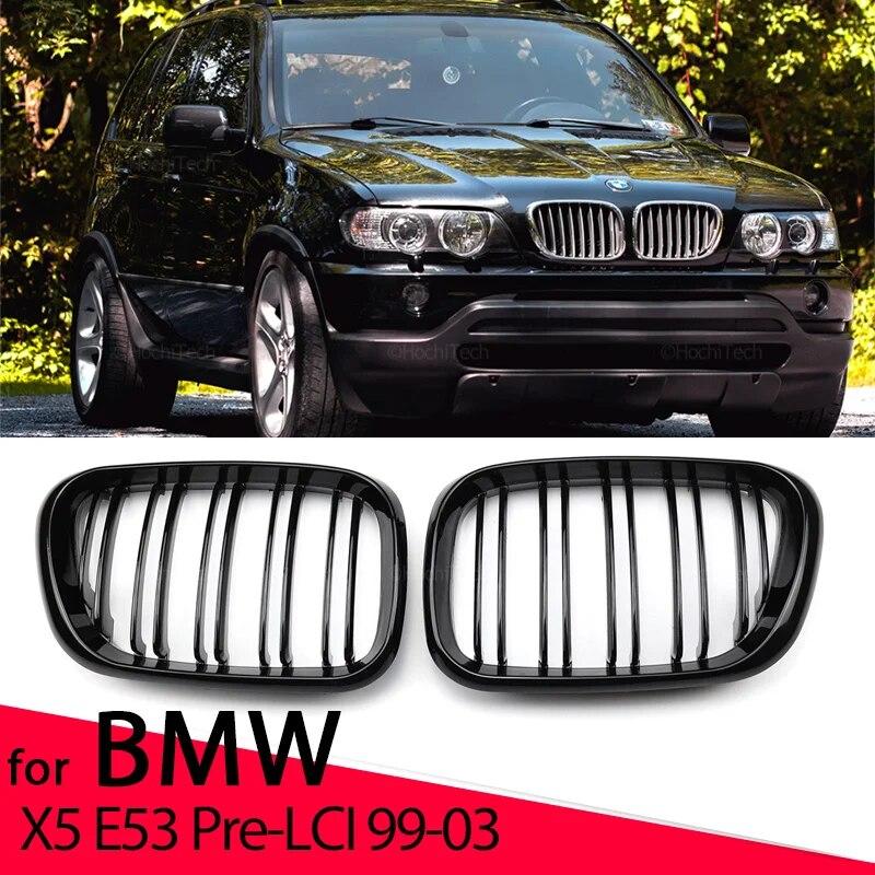 

Новый вид, автомобильная решетка, передняя глянцевая 2-линейная двойная решетка для BMW X5 E53 Pre-LCI 1999 2000 2001 2002 2003, автомобильные аксессуары