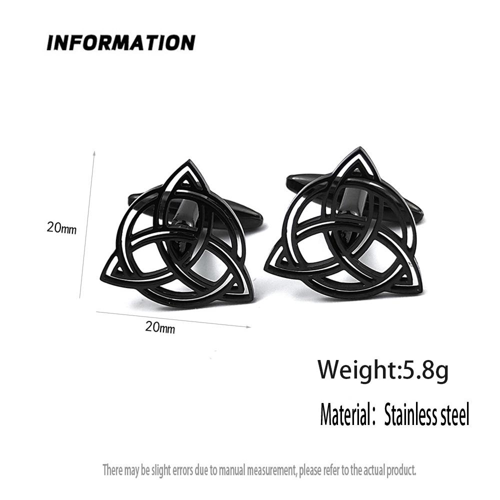 Silver Round Celtic Knot Hollow Gold-plated Cufflinks, French Shirt Cuff Accessories In Black, Matching with Men's Suits