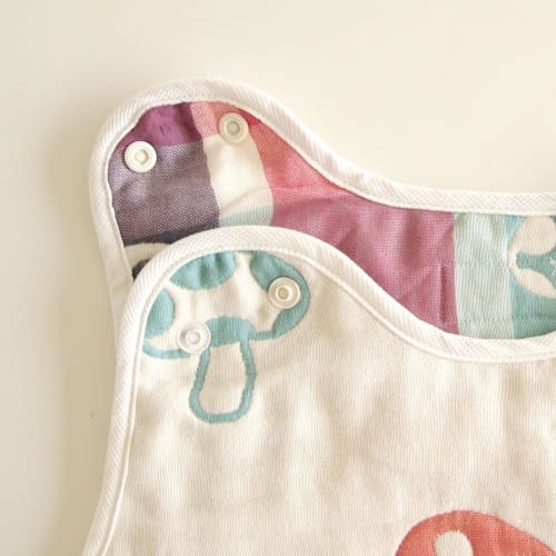 10mois  dimois  - hoppetta baby gift gift set fluffy gauze  6-ply gauze  baby sleeper 100% cotton newborn ~ 3 years old champignon length 58cm + rattl