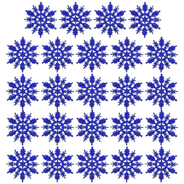 Christmas Snowflake Pendant 24pcs/set Glitter Plastic Tree Window Wall Decor
