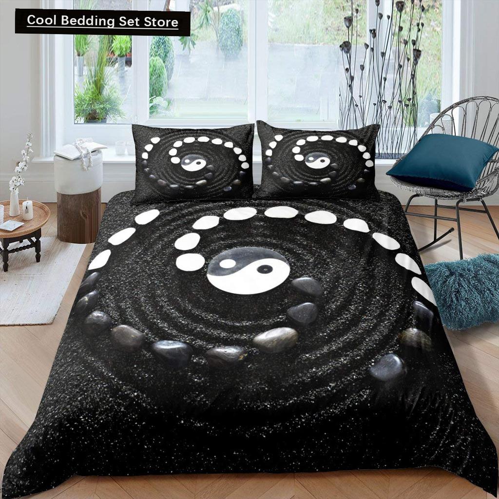 Yin Yang King Queen Duvet Cover Vintage Tai Chi Quilt Cover Divination Bedding Set Oriental Culture Polyester Comforter Cover