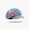 Fruit Apple Button Denim Beret Hat With Cloud Design For Womens Spring Casual