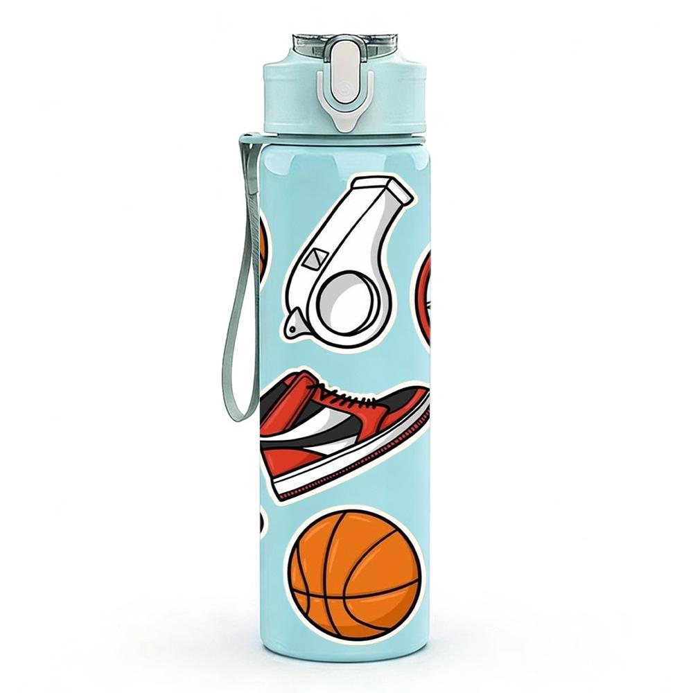 1PC Basketball Jersey Sneaker Gear 750ml Color Plastic Sports Water Bottle Leakproof Flip Straw Lid Suitable for Sports Office Home Use
