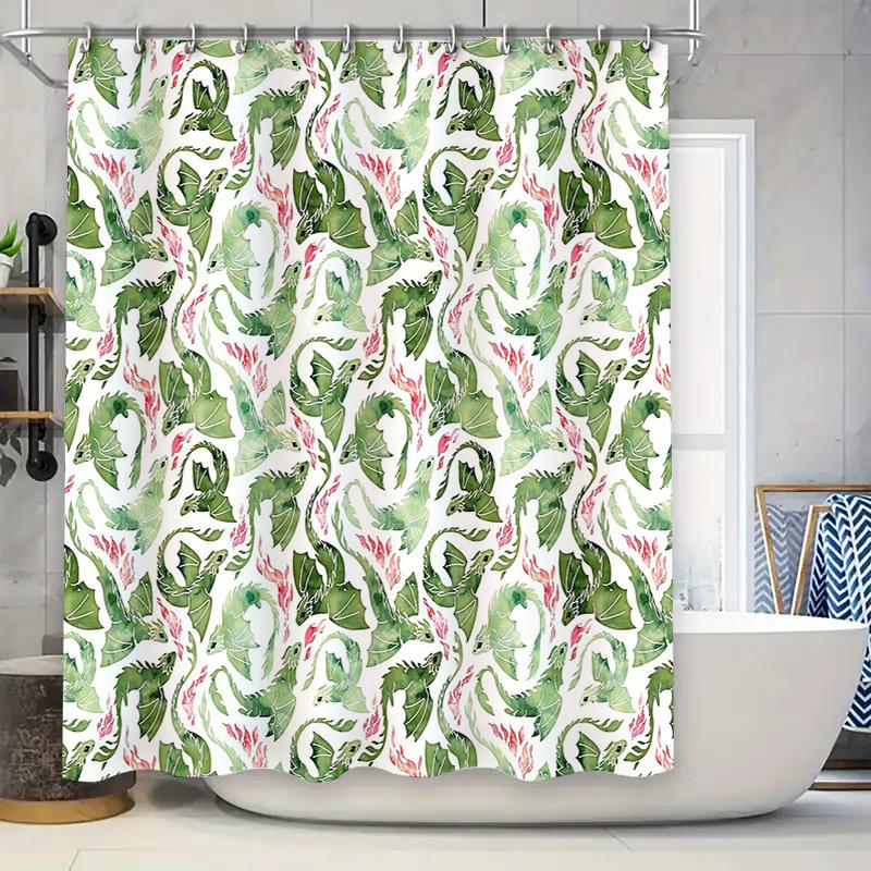 

Botanical Shower Curtain Tropical Greenery Leaf Pattern Bathroom Decor Farmhouse Style Waterproof Fabric Backdrop W60H190(CM)-1 Pcs