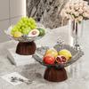 Large Capacity Pedestal Fruit Bowl Transparent Petal Design Snack Display Tray  Counter-top
