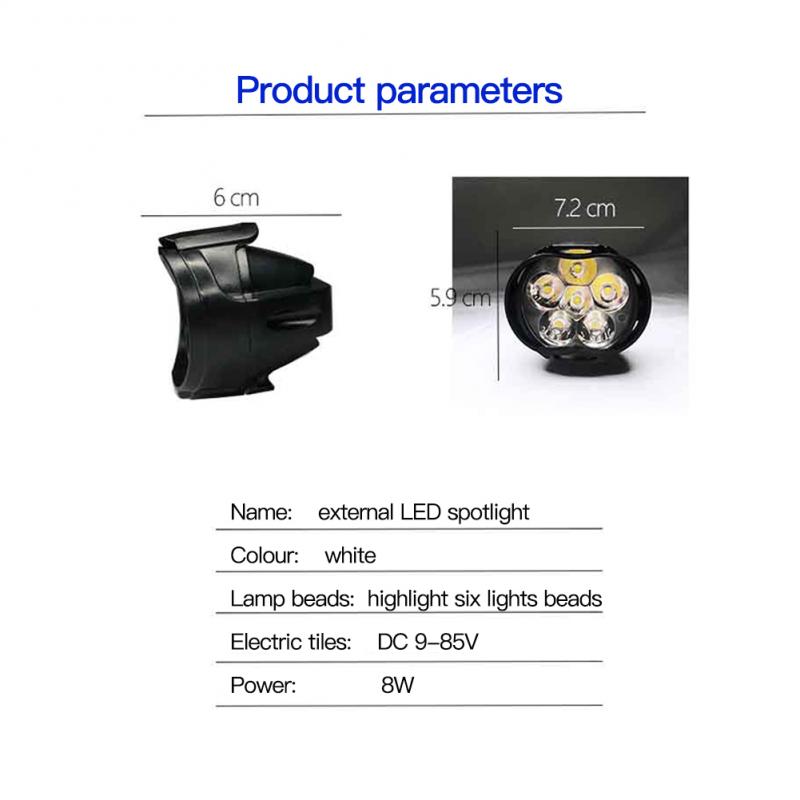 2/1Pcs Motorcycles Headlight Working Spot Light Motorbike 6500k White Super Bright 6 LED Fog Lamp 1200LM LED Scooters Spot