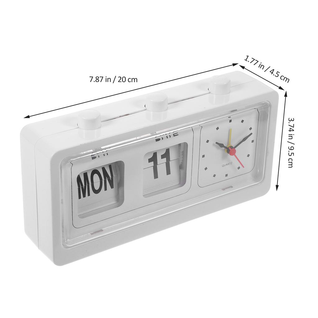 Simple Clock Black Manual Date Week and Time Display Clock for Desk Home Office Use No Batteries Needed