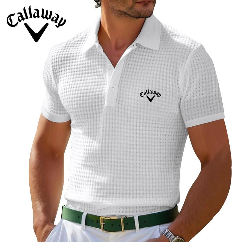 

Callaway Embroidered Summer Polo Shirt Button Waffle Men s T-shirt Sports Polo Shirt S
