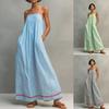 Gestreiftes Trägerkleid mit Kontrastpaspel & breiten Trägern - Locker, Figurschmeichelnd, Lässige Urlaubsbekleidung